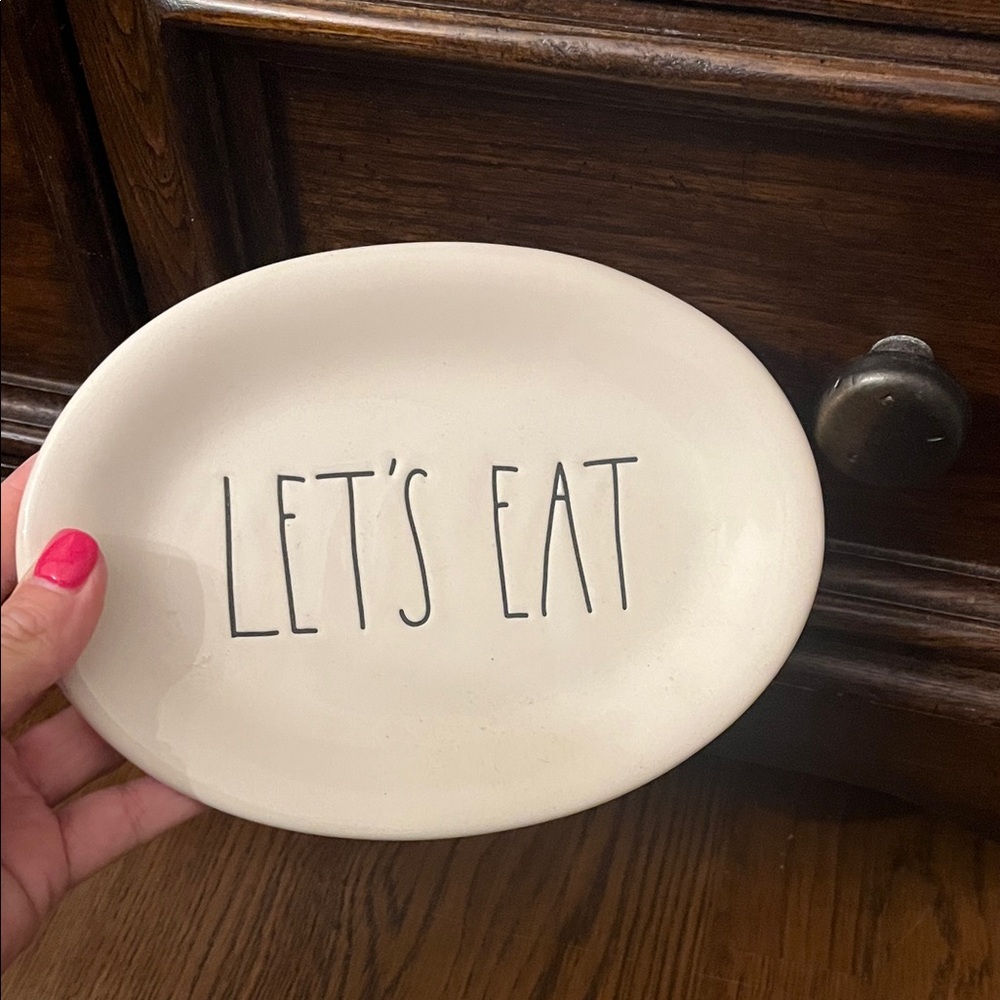 Rae Dunn Cream 'Let's Eat' Oval Plate - Picture 2 of 2